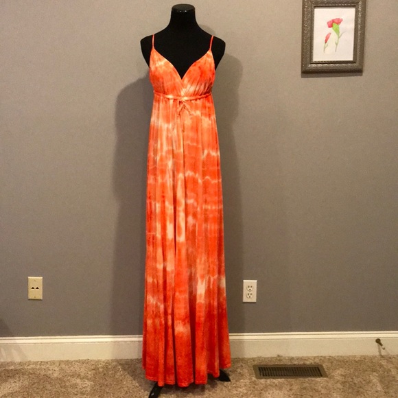 orange tie dye dress